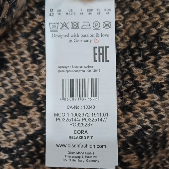 Olsen Cora Long Cardigan Sweater Golden Glam M L 12 - Picture 9 of 11